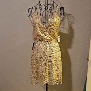 Charlotte Russe Gold Sequin Mini Dress